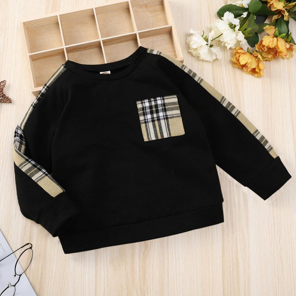 Unisex Girls Spring Autumn Plaid Patch Top Girl Boutique Clothing Wholesale