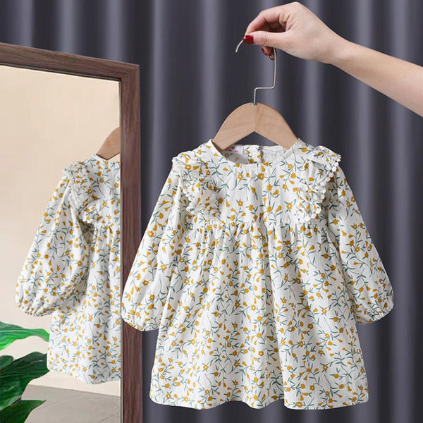 Toddler Girls Dress Spring Autumn Long Sleeve Cotton Floral Dress Wholesale Girls Dress