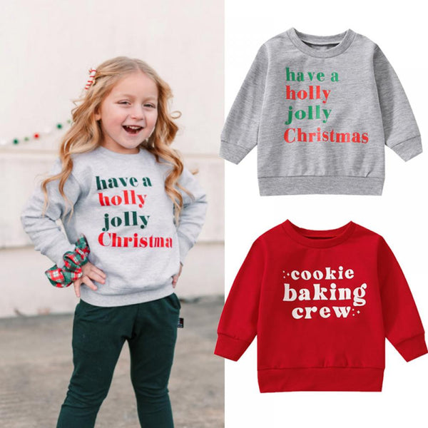 Autumn Baby Girls Casual Sweater Christmas Long-sleeve Letter Sweater Wholesale Kids Clothes