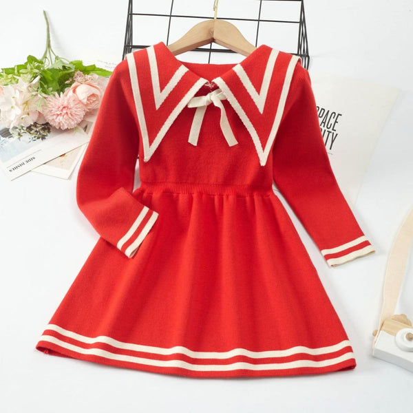 Girls Spring Autumn Pink Solid Dress Wholesale Baby Girl Clothes