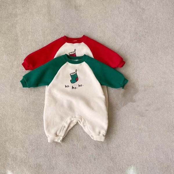 Baby Christmas Plus Velvet Jumpsuit Winter Padded Romper Wholesale Baby Clothes