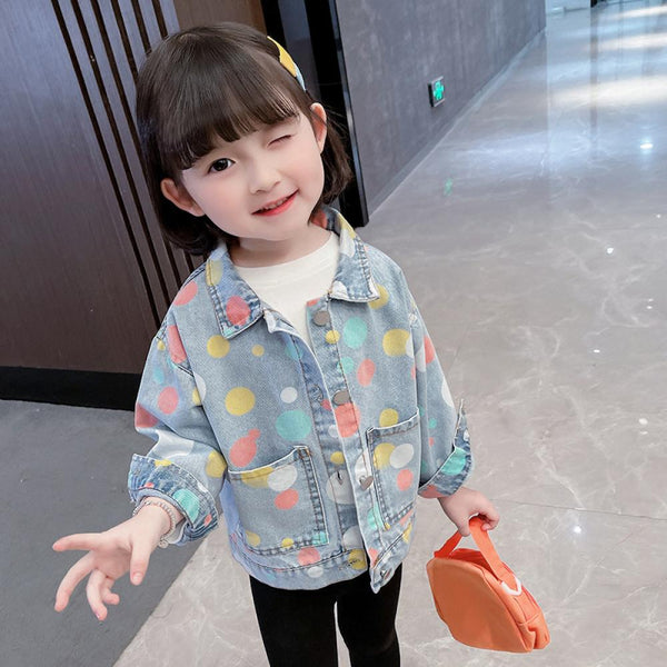 Color Polka Dot Denim Baby Jacket Western Style Jacket Wholesale