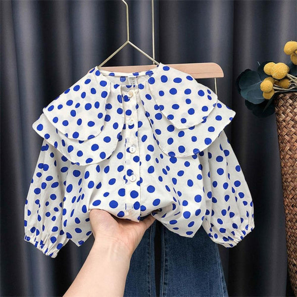 Girls Polka-dot Long Sleeve Top Wholesale Girl Clothing