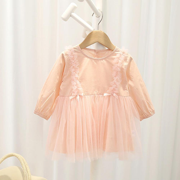 Girls Dress Spring Autumn Long Sleeve Mesh Skirt Wholesale Girls Dress