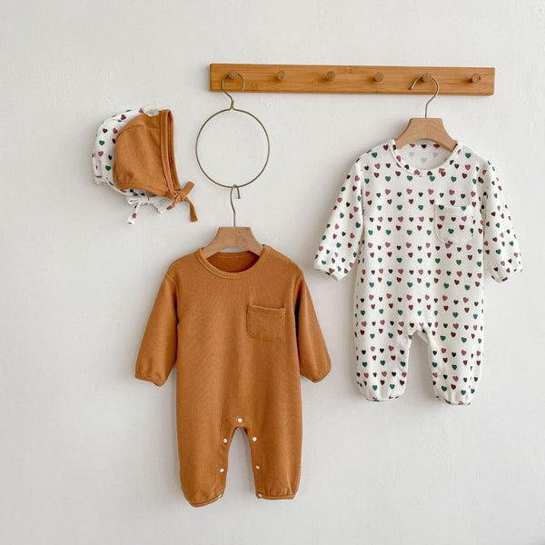Autumn and Winter Unisex Baby Love Long-sleeved Jumpsuit + Hat Wholesale Baby Clothes