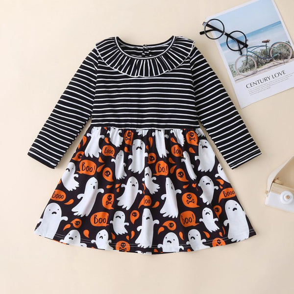 Girls' Halloween Striped Print Dress Wholesale Girls Dress
