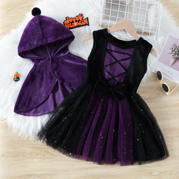 Girls Halloween Day Set Kids Shawl Dress Two Piece Set Wholesale Girls Clothes