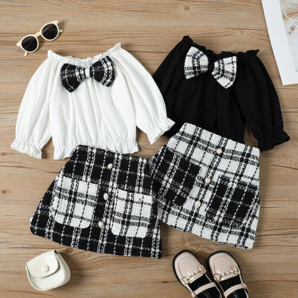 Spring and Autumn Small Fragrant Style Half Skirt Long Sleeve Top Suit Wholesale Toddler Girls Clothes