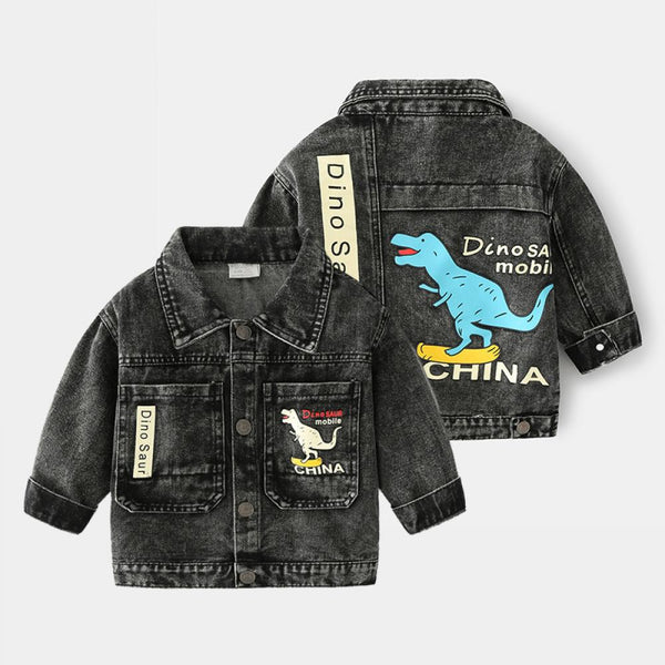 Cartoon Single Breasted Children's Denim Jacket Autumn Boys Denim Jacket Wholesale Boy Clothing