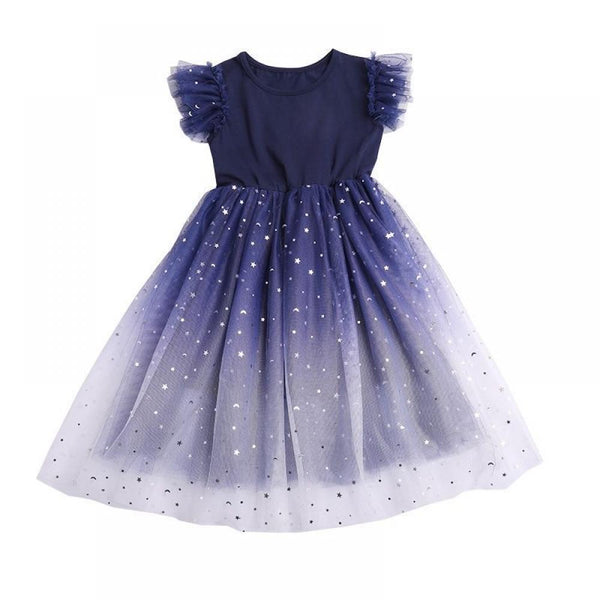 Girls Summer Dress Gradient Short Sleeve Girl Boutique Clothing Wholesale