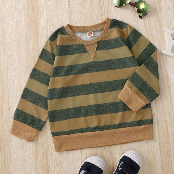 Boys Spring Autumn Stripe Top Green Baby Boy Wholesale Boutique