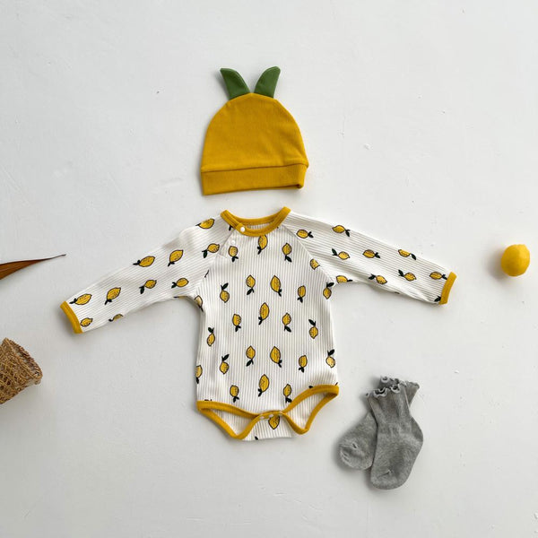 Newborn Baby Romper Lemon Onesie and Hat Baby Clothing Wholesale Distributors