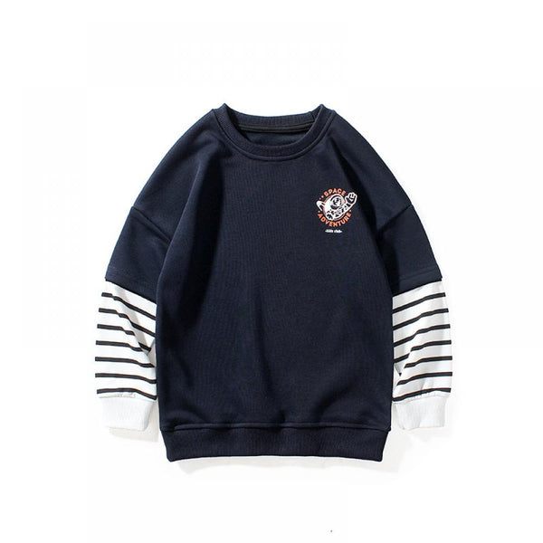 Spring Fake Two Piece Boys Print Long Sleeve Kids Sweatshirt Wholesale Boys Clothes