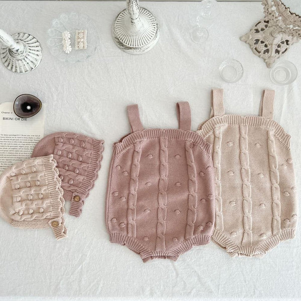 Autumn Winter Boys And Girls Baby Sling Knitted Romper + Hat Wholesale