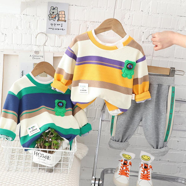 Leisure Simple Stripe Spring And Autumn Boys Set Wholesale Boys Clothes