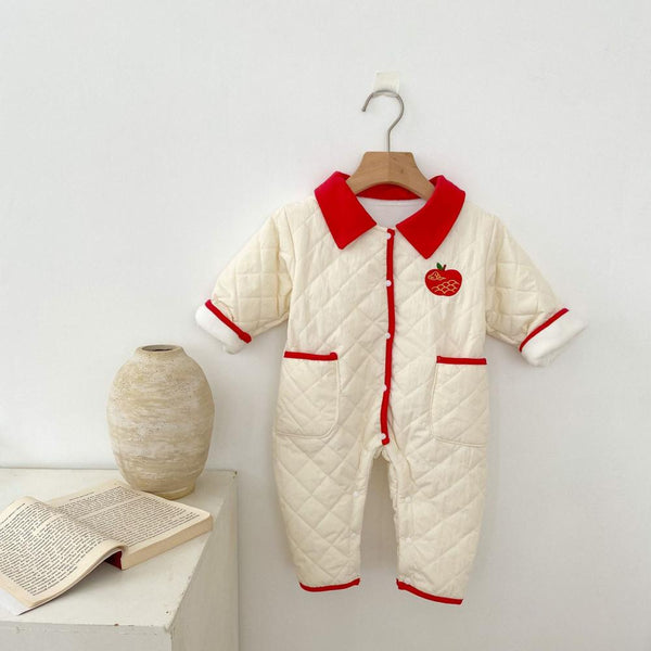 Winter Baby Girls Brushed Warm Long-sleeve Jumpsuit Wholesale
