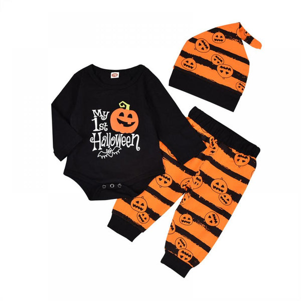 Unisex Newborn Baby Holloween Romepr Pants Hat Set Baby Romper Wholesale