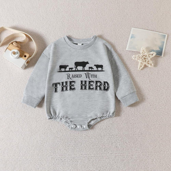 Autumn Baby Western-style Letter Animal Print Romper Wholesale Baby Clothes