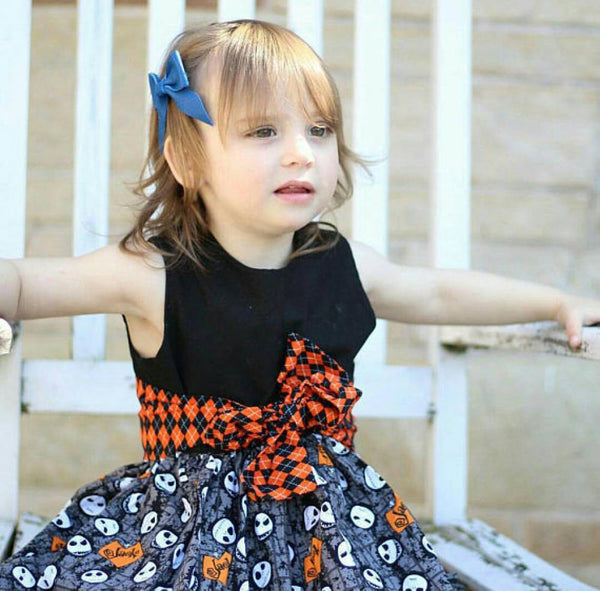 Halloween Dress Girls Vest Skirt Skull Print Dress Wholesale Girls Dress