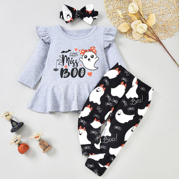 Kids Halloween Long Sleeve Romper Pants Set Wholesale Girls Clothes