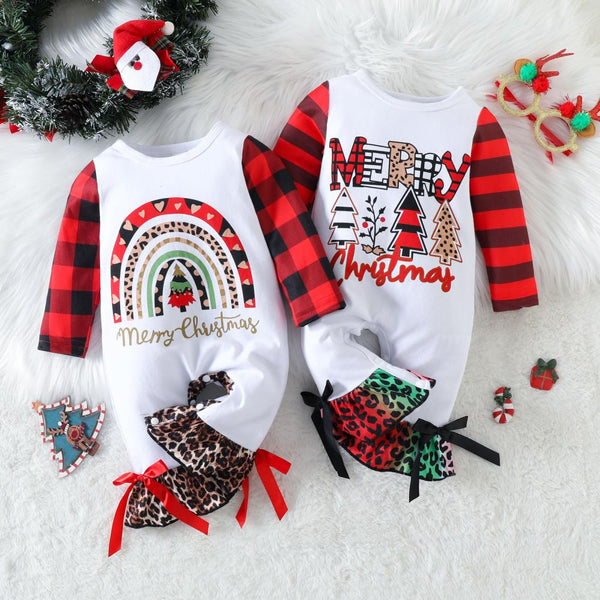Unisex Christmas Cartoon Letter Print Romper Wholesale Baby Clothes