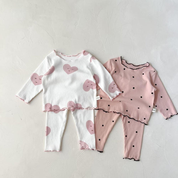 Newborn Baby Girls Heart Polka Dot Top and Pants Set Baby Clothing In Bulk