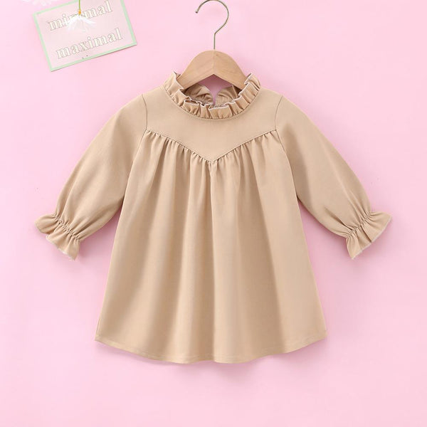 Girls Long Sleeve Solid Color Dress Wholesale Girls Dress