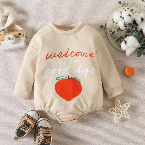 Autumn Baby Fruit Letter Print Romper Wholesale Baby Clothes